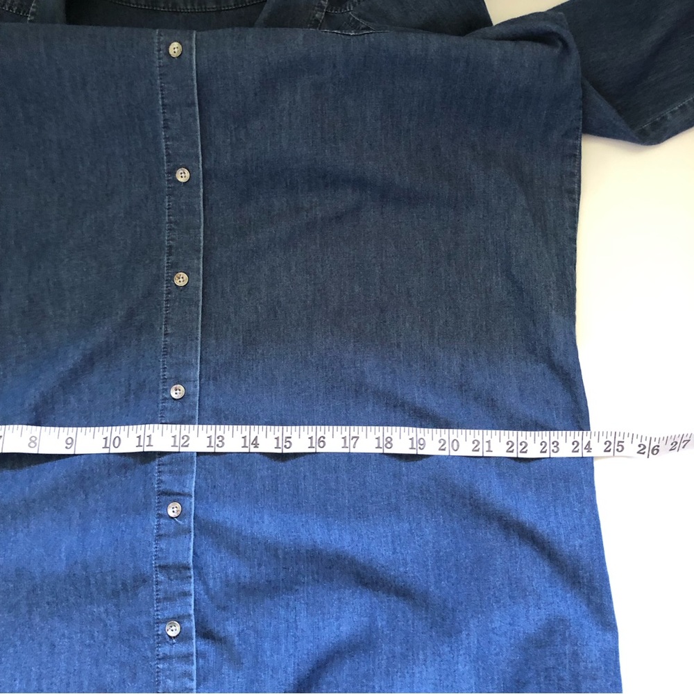 J. Jill Chambray Button Down Shirt Dress Long Sleeve Blue Size XL - Picture 8 of 11